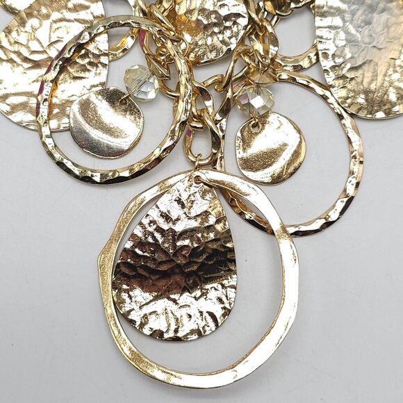 Gold Tone Hammered Disc Necklace By Laura Ashley - Picture 4 of 7